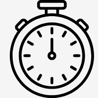 Black icon of a stopwatch representing the fast brewing time of the ACE Brewer.
