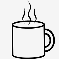 Black icon of a steaming coffee cup symbolizing enhanced flavour from the Steep & Filter method.